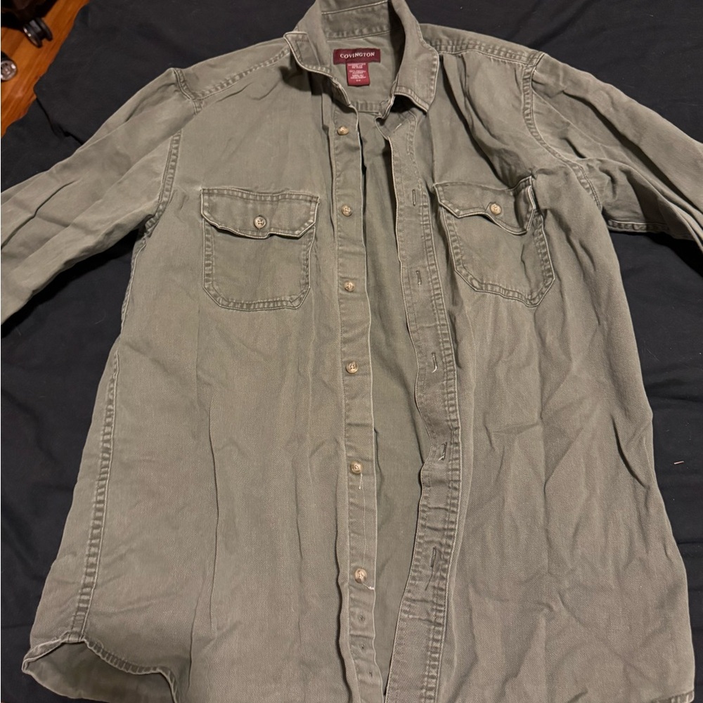 Green Button-Up Sham shirt